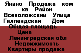 Янино-1,Продажа 1 ком.кв › Район ­ Всеволожскии › Улица ­ Галландская 8 › Дом ­ 8 › Общая площадь ­ 33 › Цена ­ 2 300 000 - Ленинградская обл. Недвижимость » Квартиры продажа   